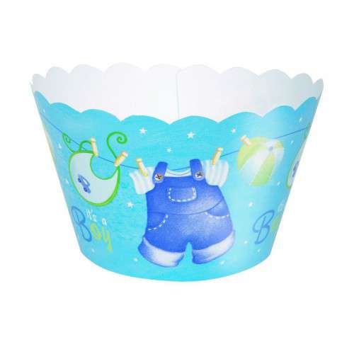 Baby Boy Clothesline Cupcake Wrappers - Click Image to Close